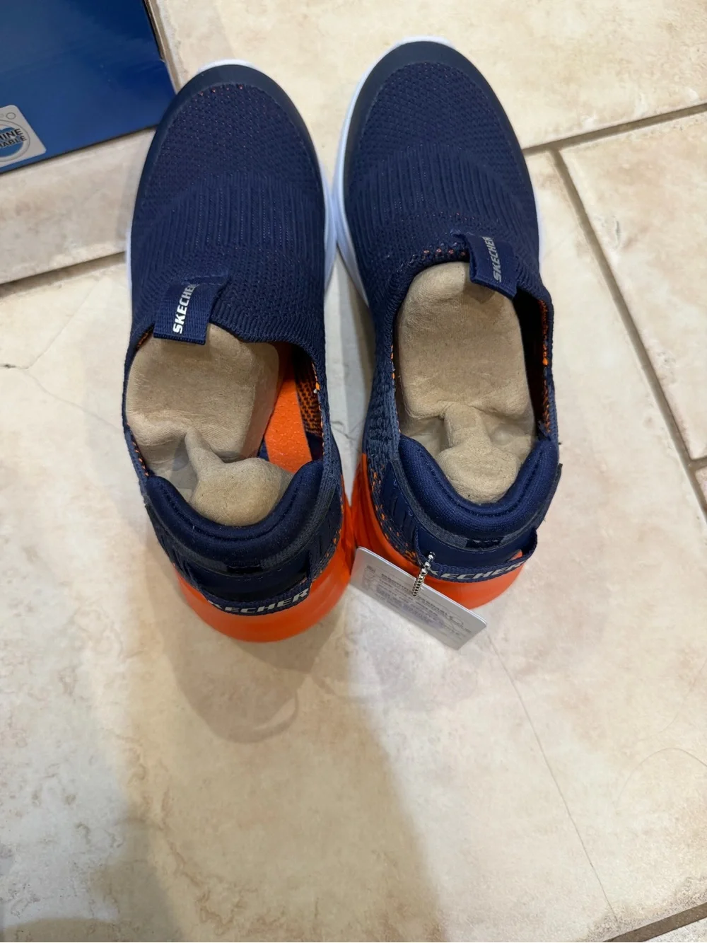 Skechers Kids Blue and Orange Shoe Memory Foam Brand New